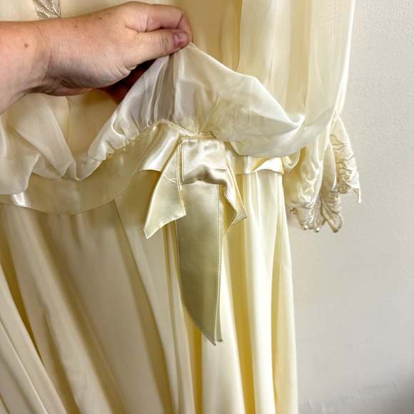 VTG JoEd Sophisticates Dress Size 12 Long Satin Sheer Romantic Elegant 60s Fairy - Picture 2 of 16